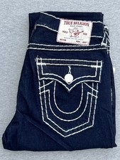 TRUE RELIGION Ricky Super Flap Relaxed Straight Jeans Blue NWT picture