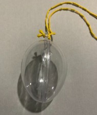 1985 Vintage Clear Plastic Easter Egg Ornament w/Yellow Elastic Hanger (Germany) picture