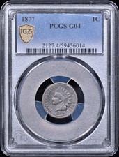 1877 Indian Head One Cent 1c Penny PCGS G04 w/ Gold Shield picture