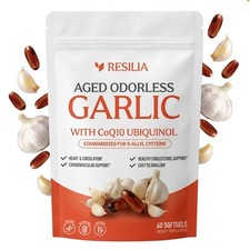 Resilia Garlic Extract 600mg Softgels (60 Count) – Odorless Aged Garlic Extra picture