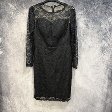 JJ’s House Women’s US 12 Black Lace Long Sleeve Sheath Cocktail Formal Dress New picture