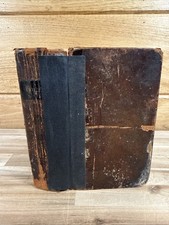 1821 HOLY BIBLE leather AMERICAN BIBLE SOCIETY antique D&G BRUCE old D FANSHAW picture