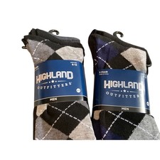 6 PAIR HIGHLAND OUTFITTERS MENS SOCKS SIZE 6-12  Black and Blue Assortment picture