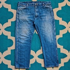Vintage Y2K 2000s Wrangler Cowboy Cut HighRise Wear-Faded Blue Denim Jeans 40x30 picture