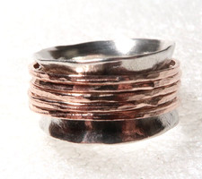 VINTAGE STUNNING STERLING SILVER SPINNER RING ~SIGNED: PZ 925 ISRAEL ~ SIZE 8 picture
