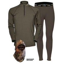 XL HECS High-Performance Base Layer 3-Piece Hunting Suit — Olive Green picture