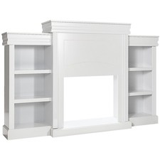 Costway 70 Inches Freestanding Mantel Stand Fireplace Cabinet White picture