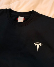 OFFICIAL Black Tesla Men's Sweatshirt Logo Crewneck Size L BRAND NEW Unisex picture