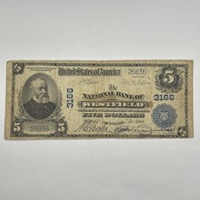 1902 $5 National Bank Note Westfield New York Plain Back picture