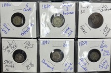 6 RARE 19th-CENTURY SILVER COINS – LOW-MINTAGE BETTER DATES – AU/VG picture