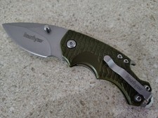Kershaw 7CR13 3800 Olive Green Folding Pocket Knife Textured Handle picture