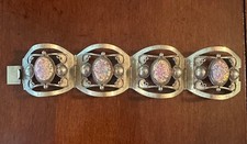 Vintage Mexican Taxco Silver Foil Opal Link Bracelet picture