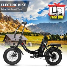 Axiniu 750W 16'' Electric Folding Bicycle 7Speed Fat Tire Snow Beach City Ebike picture