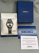 Vintage Seiko 7N43-9048 Quartz Day-Date Two-Tone Gray Sunburst Dial Box Papers picture