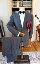 LNWOT BEAUTIFUL Gray Dotted Nailhead Brioni Superfine Wool Suit 44R US/54R IT picture