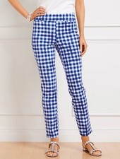 NWT $109 Talbots Chatham Ankle Stretch Pants Blue White Gingham Women Size 12 picture