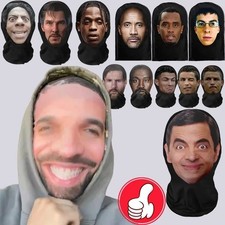 Realistic 3D Face for Men Women Cosplay Mask Full Face Hip Hop Balaclava Hood picture