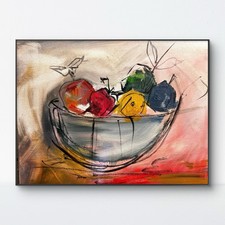 SAMATOWIC Fruit Bowl 11x14 Abstract Expressionism Signed Original Fine Art 461 picture