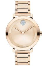MOVADO BOLD 3601107 ROSE GOLD DIAL & STAINLESS STEEL BRACELET 34MM WOMENS WATCH picture
