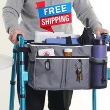 Walker Bag Seniors Cup Holder Rollator Organizer Large Pockets Universal Fit picture