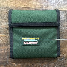 Vintage L.L.Bean Fly Fishing Angler Trifold Fishing Wallet Green/Black Folding picture