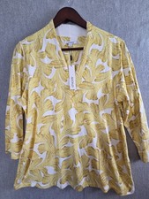 Chicos 2 Women Tunic Top Blouse XL Touch Of Cool Golden Haze Botanical NEW picture