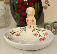 RARE Vintage I W RICE (IRICE) Blonde Teen Girl Lady Figural Pin Tray picture