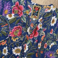 Johnny Was Darmis Blouse Lilla Women’s Large Floral Long Sleeve Cupro Colorful picture