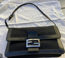 FENDI Vintage Black Neoprene Baguette Shoulder Bag / Mamma Bucket picture