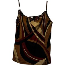 Vintage Abstract Geometric Print Cami Top Earthy Tones Sleeveless Size 2 picture