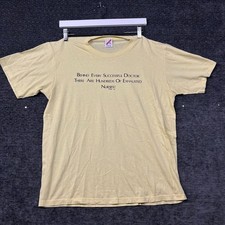 VTG Jerzees Exhausted Nurses T-Shirt Yellow Single Stitch Sleeve USA Made - XL picture