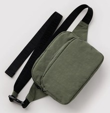 Baggu Fanny Pack or Crossbody Bag, 2 zipper compartments, Caper (Olive) picture