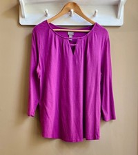 Women's Chico’s Keyhole Ladder Neck 3/4 Sleeve Top Size 2 (Large) picture
