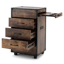 Salon Vintage Trolley Cart Barber Station 3 Drawers,Holders,Wheels,Power Outlets picture