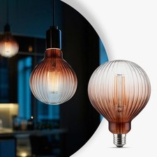 G125 Edison LED Bulb,4W Dim E26,2200K Gradient Brown Striated Glass picture