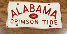 1960s Alabama Football Booster License Plate Crimson Tide Steel Embossed Vintage picture