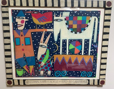 Chris Roberts-Antieau - Clown-Rabbit-Horse-Bird - Oil Pastel - Artist Framed picture