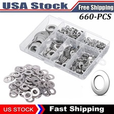 660PCS 304 Stainless Steel Washers Flat Washer Assortment Set Value Kit w/ Case picture