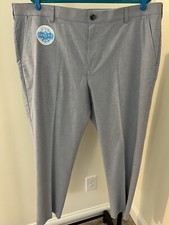 NWT IZOD Mens Sportsflex Straight Flat Front Pants 42x30 Breeze Oxford Lt Blue picture