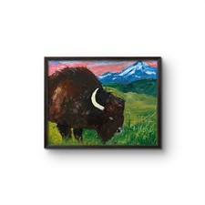Muriello Original 8x10 Expressionist Bison Mountain Landscape Painting Signed picture