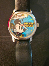 Disney Mickey Mouse 75thAnniversary Watch Vintage Cosmic Tin F325781 New Batter picture