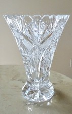 Vintage Clear Cut Crystal Sawtooth Flared Vase 7” Tall picture
