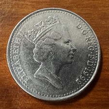 Rare 1992 British Ten Pence Coin D•G•REG•F•D•1992 - Queen Elizabeth II picture