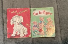 Vintage Whitman Tiny Tales Five Fat Piggy’s  & A New Playmate 1950’s Lot  picture