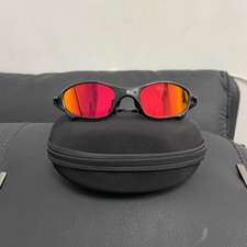 Oakley Juliet 1.0 X-Metal Polarized Sunglasses Red Lens Black Frames Vintage picture
