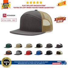 Richardson 168 Premium 7-Panel Trucker Hat Snapback Flat Bill Mesh Back Cap picture