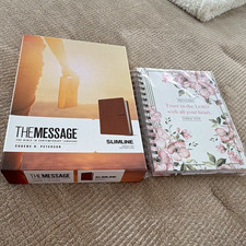 Message Bible by Eugene H. Peterson and journal gift set— picture