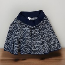 Loewe Anagram Jacquard Knit Tiered Mini Skirt Womens M Navy White S359Y17K82 picture