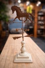 Running Horse Metal Weather Vane Sculpture on Resin Pedestal Base picture