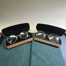Vintage LOT (2) Spectacles 1/10 12K Gold Filled Round Frames w/ Cases Intact picture